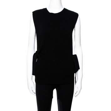 Pre Owned Valentino Black Wool Knit Open Side Vest S