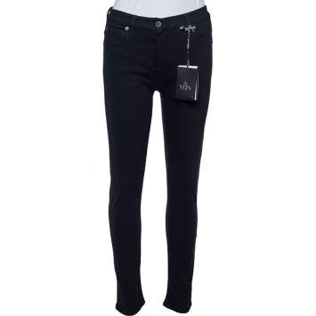 Pre Owned Valentino Black Denim VLTN Star Print Detail Slim Fit Jeans S