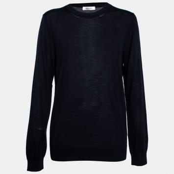 مملوكة مسبقًا Valentino Navy Blue Knit Long Sleeve Sweater M