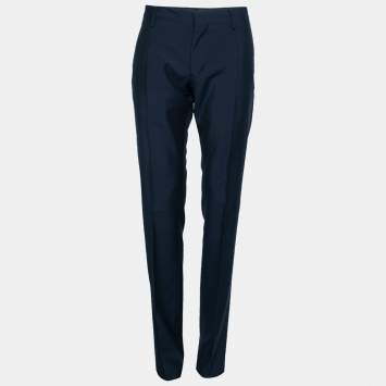 Pre Owned Valentino Navy Blue Wool Formal Trouser M