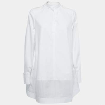 Pre Owned Valentino White Cotton Tie Detail Oversized Mini Dress M