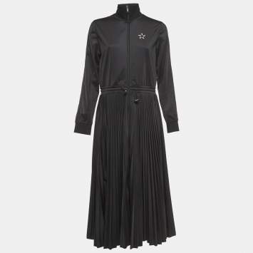 Pre Owned Valentino Black VLTN Star Print Jersey Sporty Midi Dress L