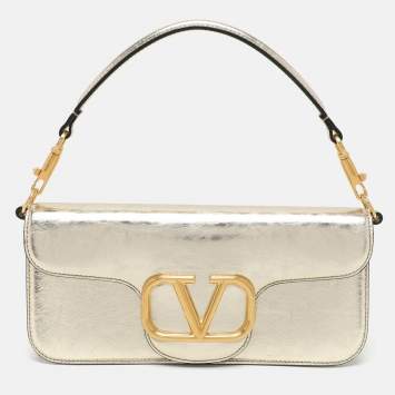 Pre Owned Valentino Gold Leather Loco Shoulder Bag