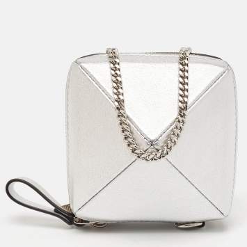Pre Owned Valentino Silver Leather Zip Coin Purse
