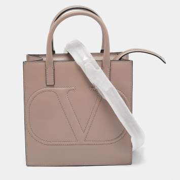 Pre Owned Valentino Dusty Pink Leather Small VLogo Walk Tote
