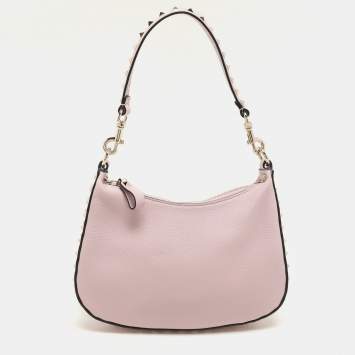 Pre Owned Valentino Pink Leather Rockstud Shoulder Bag