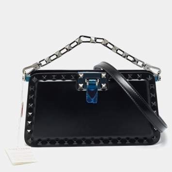 Pre Owned Valentino Black Leather Rockstud Clutch