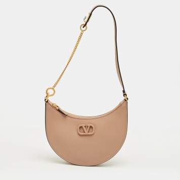 Pre Owned Valentino Beige Leather Mini VLogo Hobo