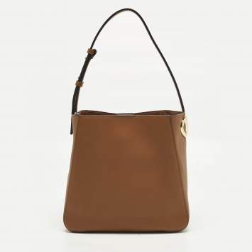 Pre Owned Valentino VLogo Brown Leather Bucket Bag