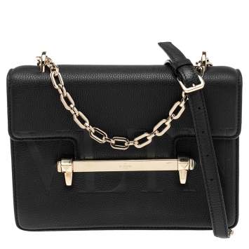 Pre Owned Valentino Black Leather Uptown Shoulder Bag