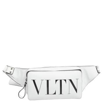 Pre Owned Valentino White Leather VLTN Belt Bag