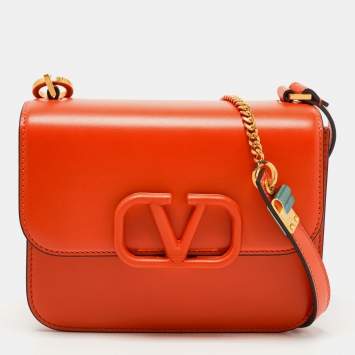 Pre Owned Valentino Orange Leather Small VSling Shoulder Bag