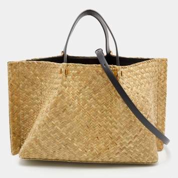 Pre Owned Valentino Beige Woven Straw VLOGO Escape Shopper Tote