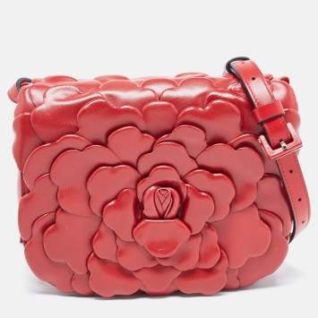 Pre Owned Valentino Rosso Red Leather 03 Rose Edition Atelier Crossbody Bag