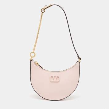 Pre Owned Valentino Pink Leather Mini VLogo Hobo