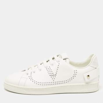 مملوكة مسبقًا Valentino White Leather Backnet Sneakers Size 36
