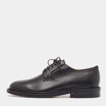 Pre Owned Valentino Black Leather Lace Up Derby Size 39.5