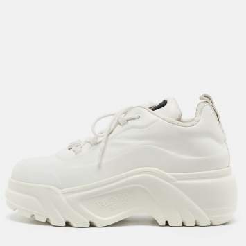 مملوكة مسبقًا Valentino White Leather Lace Up Sneakers Size 39