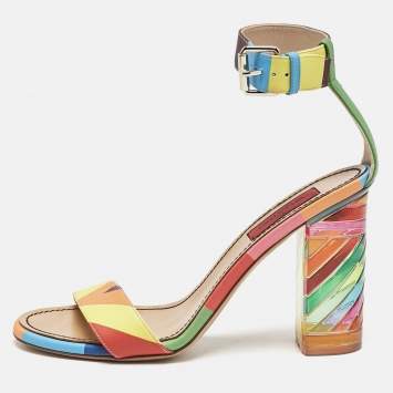 Valentino Multicolor Leather 1973 Rainbow Ankle Strap Sandals Size 36.5