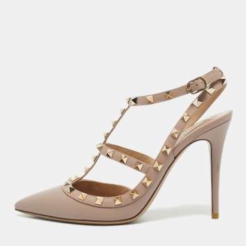 Valentino Pink Leather Rockstud Caged Pumps Size 40