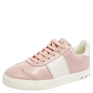 مملوكة مسبقًا Valentino Pink/White Leather Fly Crew Low-Top Sneakers Size 36.5 