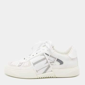 مملوكة مسبقًا Valentino White Leather And Suede VLTN Low Top Sneakers Size 39