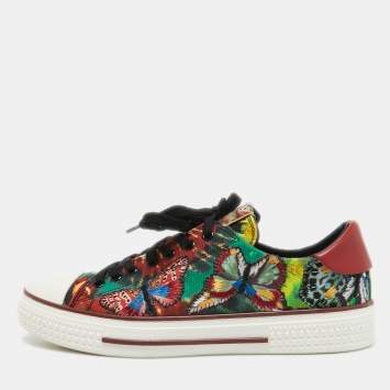 مملوكة مسبقًا Valentino Multicolor Printed Canvas Butterfly Sneakers Size 40