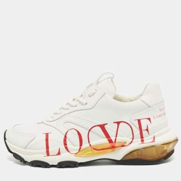 مملوكة مسبقًا Valentino White Leather Bounce LOVE Sneakers Size 38