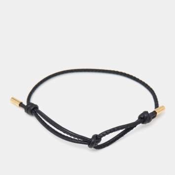 Pre Owned Valentino Black Leather Cord Adjustable Bracelet