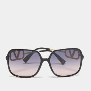 Pre Owned Valentino Black/Blue Gradient VA 4101 VLogo Oversized Sunglasses