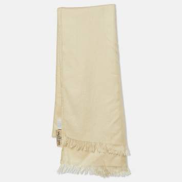 Pre Owned Valentino Vintage Cream Cashmere & Silk Scarf
