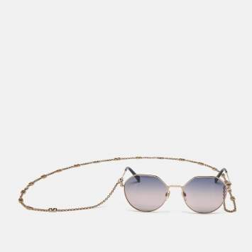 Pre Owned Valentino Blue/Pink Gradient VA 2043 Vlogo Chain Geometric Sunglasses 