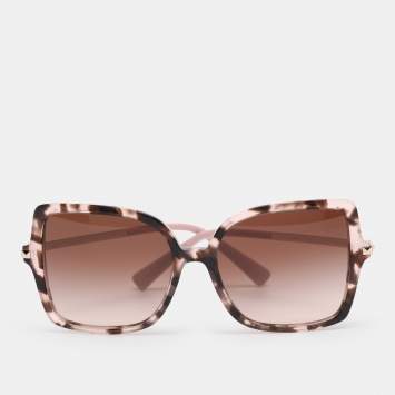 Pre Owned Valentino Brown Gradient VA 4072 Rockstud Detail Square Sunglasses