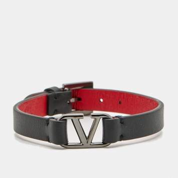 Pre Owned سوار فالنتينو فلوجو سيجناتشر جلد لون معدني غامق