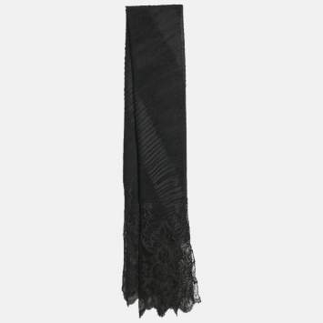 Pre Owned Valentino Black Lace & Cashmere Scarf