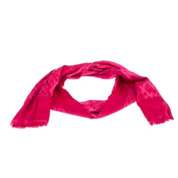 Pre Owned Valentino Fuchsia Geometric V Pattern Wool Blend Stole