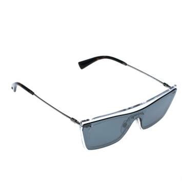 Pre Owned Valentino Clear/ Grey Mirrored VA4016 Single Lens Sunglasses