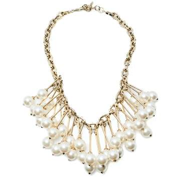 Pre Owned Valentino Gold Tone Hanging Pearl Cluster Necklace