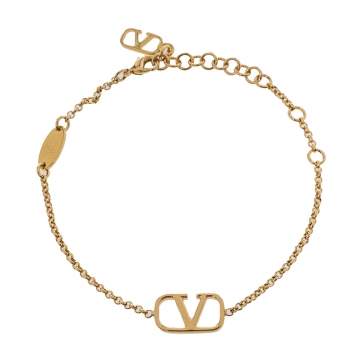 Pre Owned Valentino VLogo Signature Gold Tone Bracelet