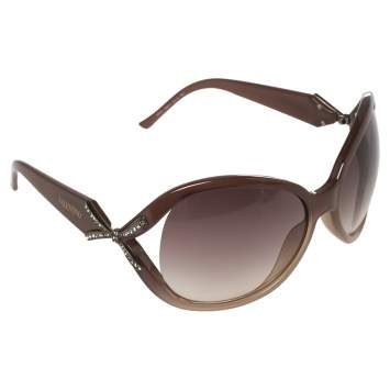 Pre Owned Valentino Brown Acetate 5692S Gradient Oversized Sunglasses