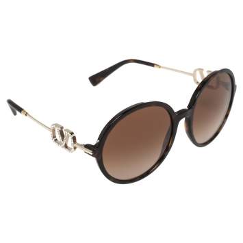 Pre Owned Valentino Brown Acetate VA4075 Gradient Round Sunglasses