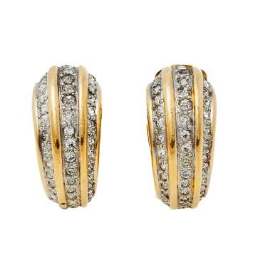 Pre Owned Valentino Crystal Gold Tone Clip On Earrings