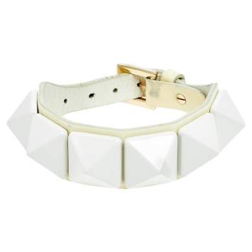 Pre Owned Valentino White Patent Leather Large Rockstud Bracelet