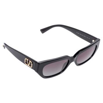 Pre Owned Valentino Black Acetate VA4080 VLogo Gradient Rectangular Sunglasses