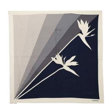 Pre Owned Valentino Stratos Printed Blue Silk Scarf