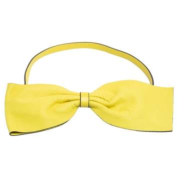 Pre Owned Valentino Yellow Leather Oversized Bow Belt 80 CM