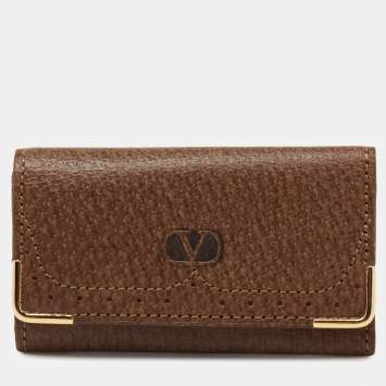 Pre Owned Valentino Brown Leather Key Holder