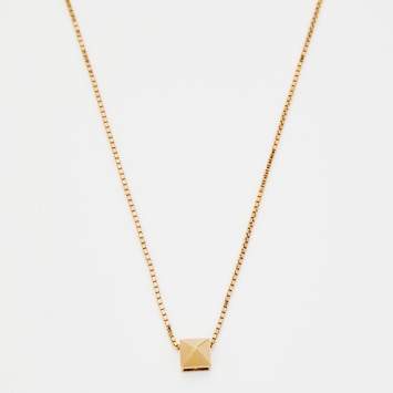 Pre Owned Valentino Gold Tone Rockstud Pendant Call Me Necklace