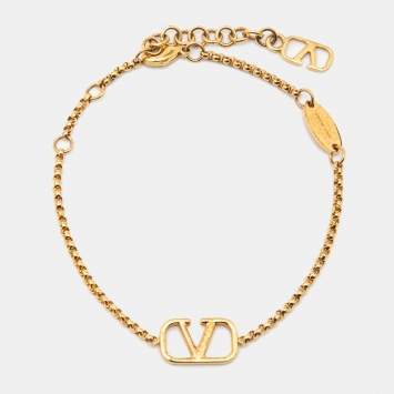 Pre Owned Valentino Gold Tone VLogo Bracelet