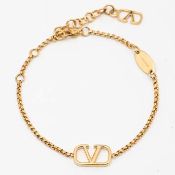 Pre Owned Valentino Gold Tone VLogo Bracelet